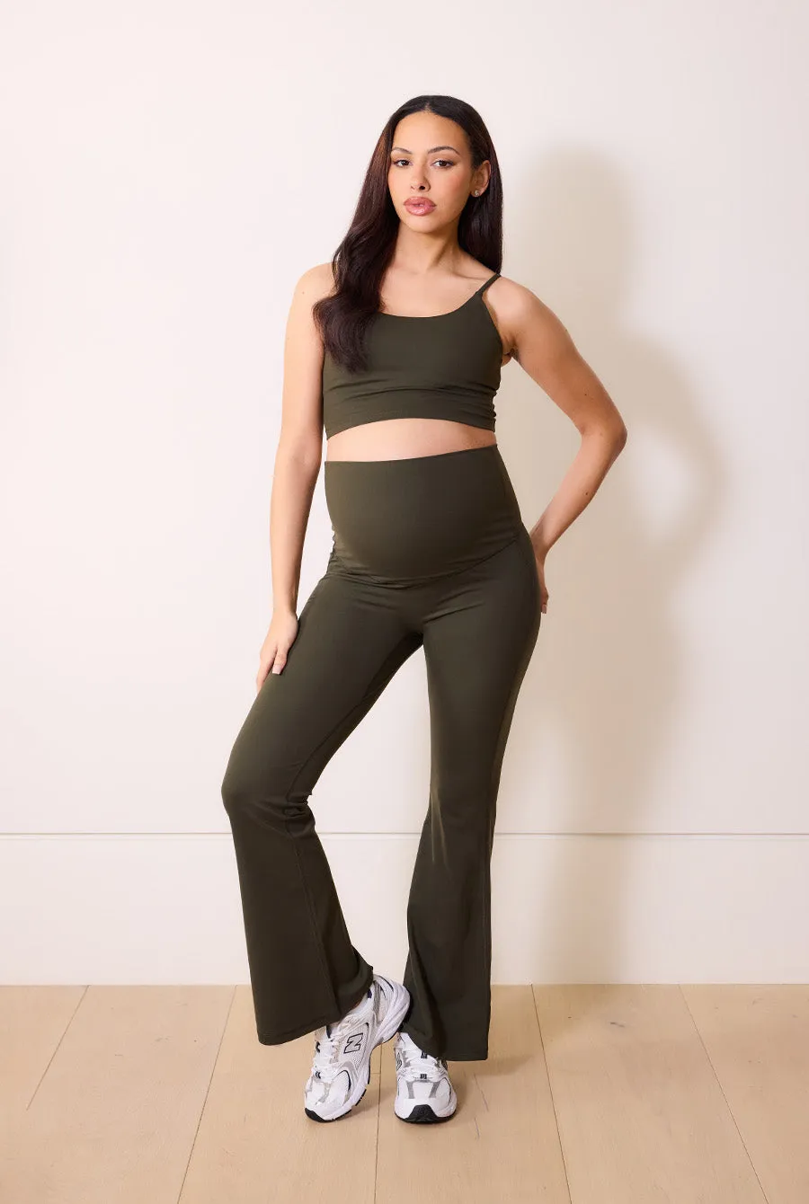 Maternity 24/7 Revitalise Flare Leggings - Deep Olive sold by LOVALL