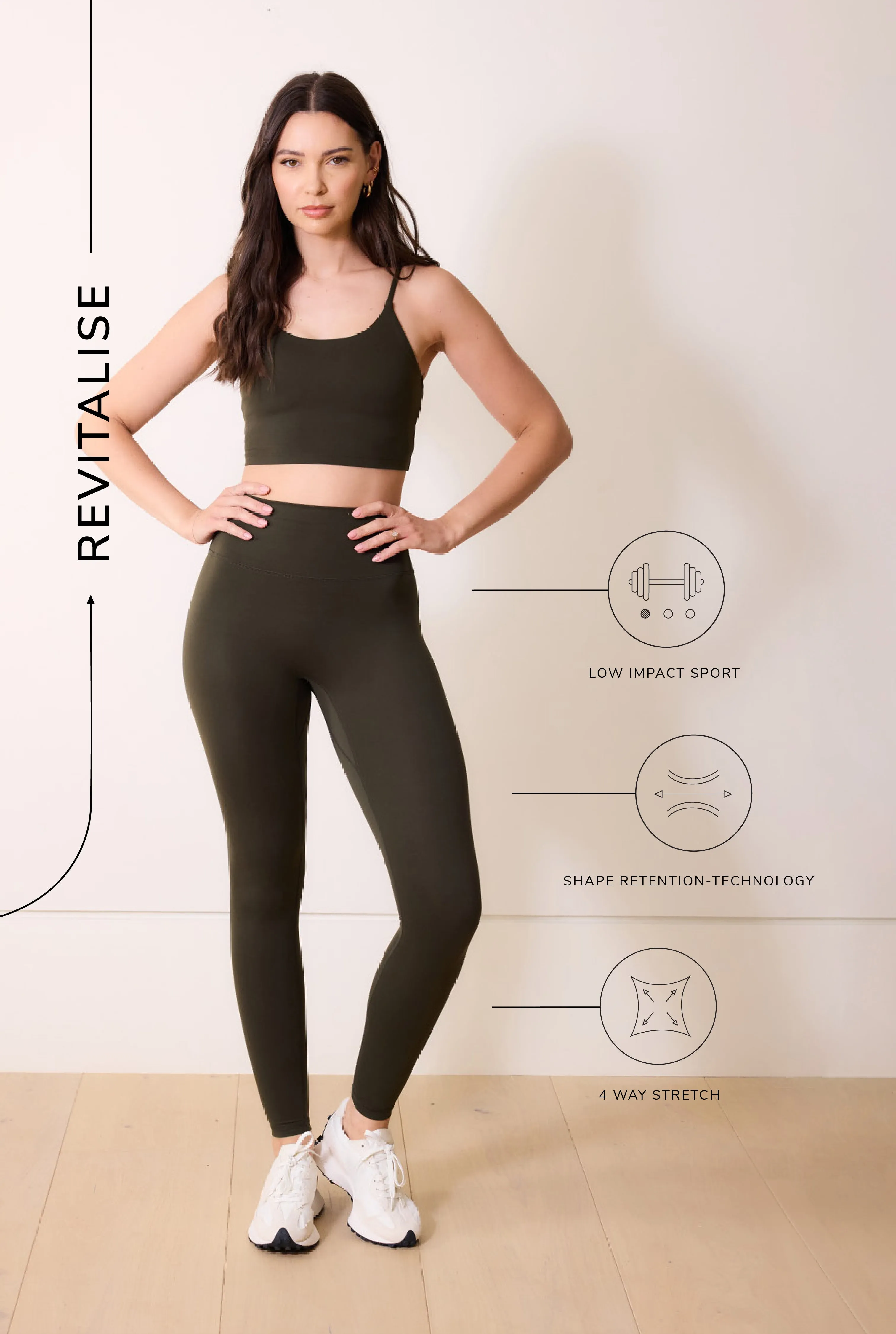 Curve 24/7 Revitalise 7/8 High Waisted Leggings - Deep Olive sold by LOVALL product image thumbnail 3