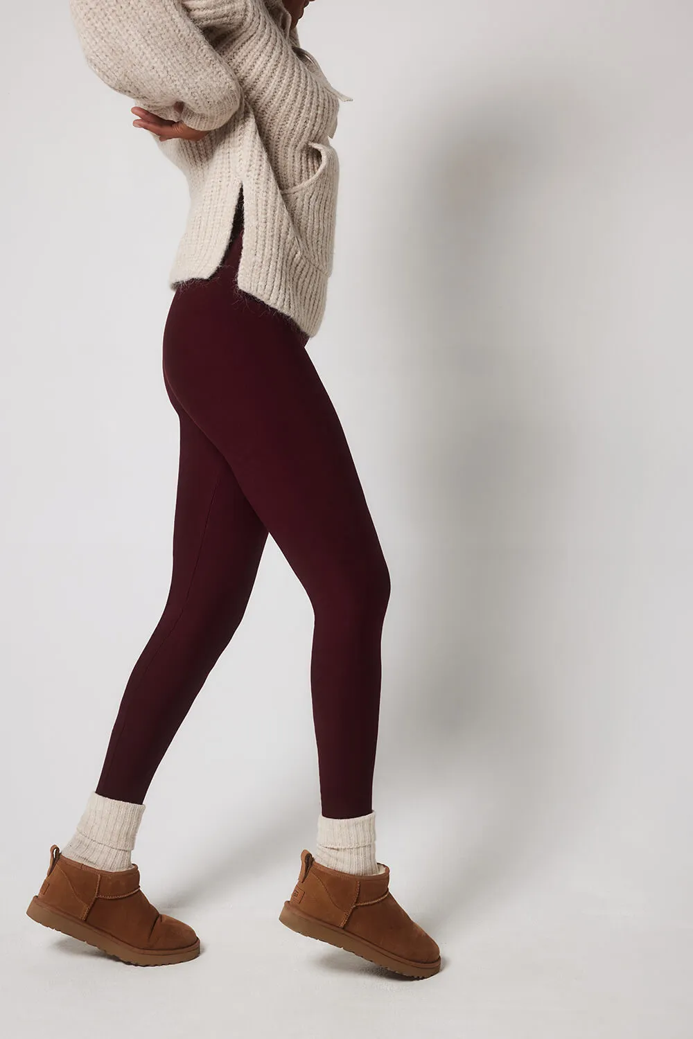 Winter Everyday High Waisted Leggings - Burgundy sold by LOVALL product image thumbnail 4