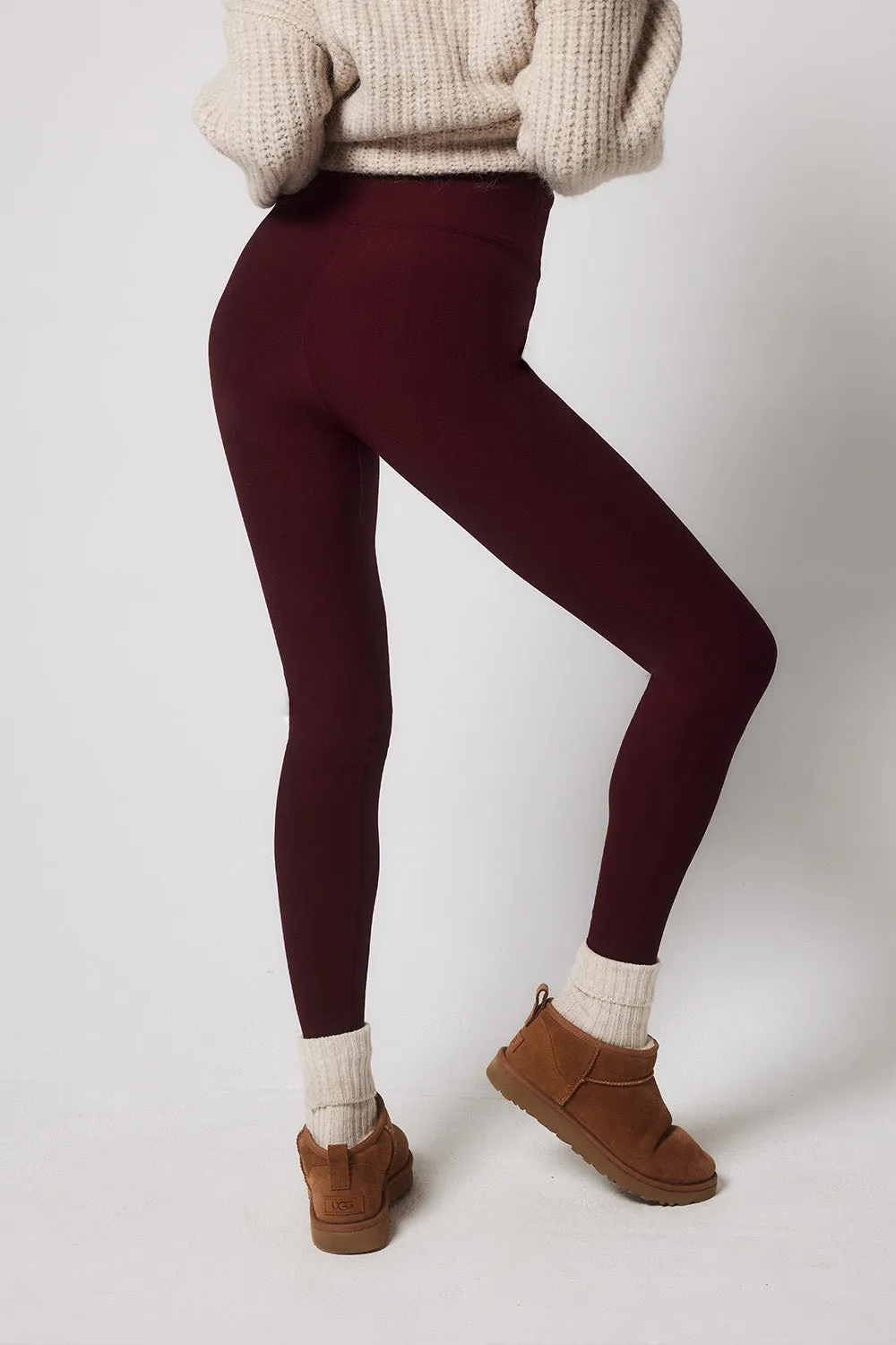 Winter Everyday High Waisted Leggings - Burgundy sold by LOVALL product image thumbnail 2