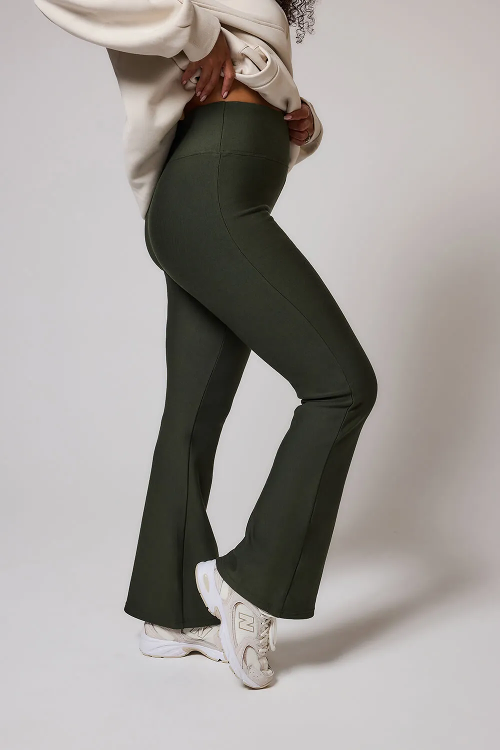 Curve Winter Flare Leggings - Deep Olive sold by LOVALL product image thumbnail 5