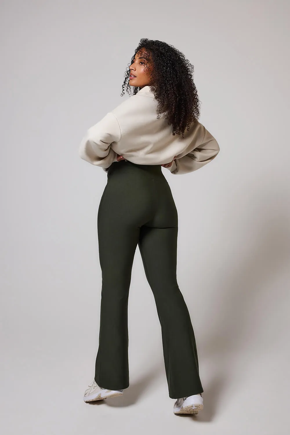 Curve Winter Flare Leggings - Deep Olive sold by LOVALL product image thumbnail 2
