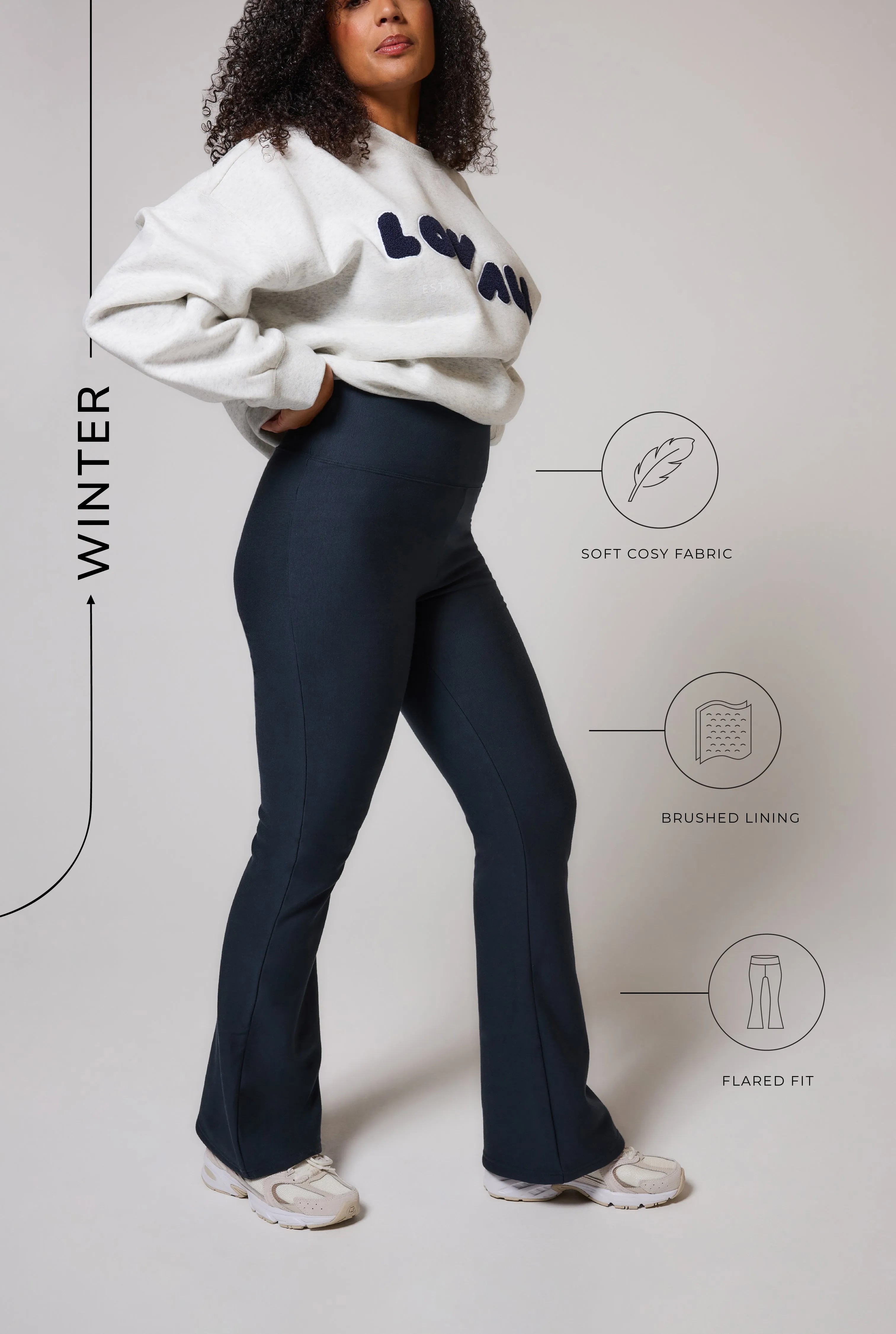 Curve Winter Flare Leggings - Vintage Navy sold by LOVALL product image thumbnail 3
