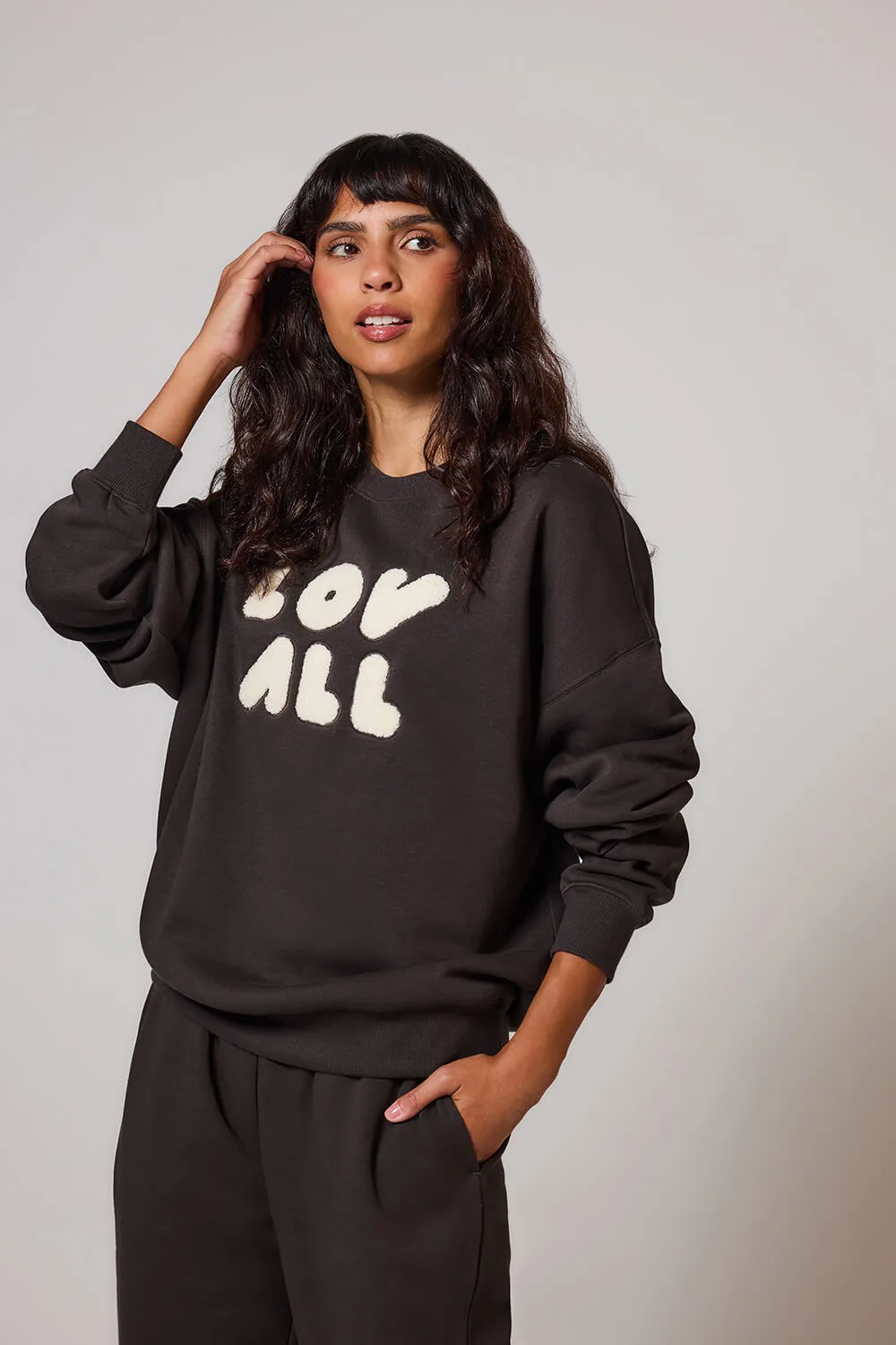 Organic Oversized Sweatshirt Style 1 - Black Coffee sold by LOVALL product image thumbnail 4