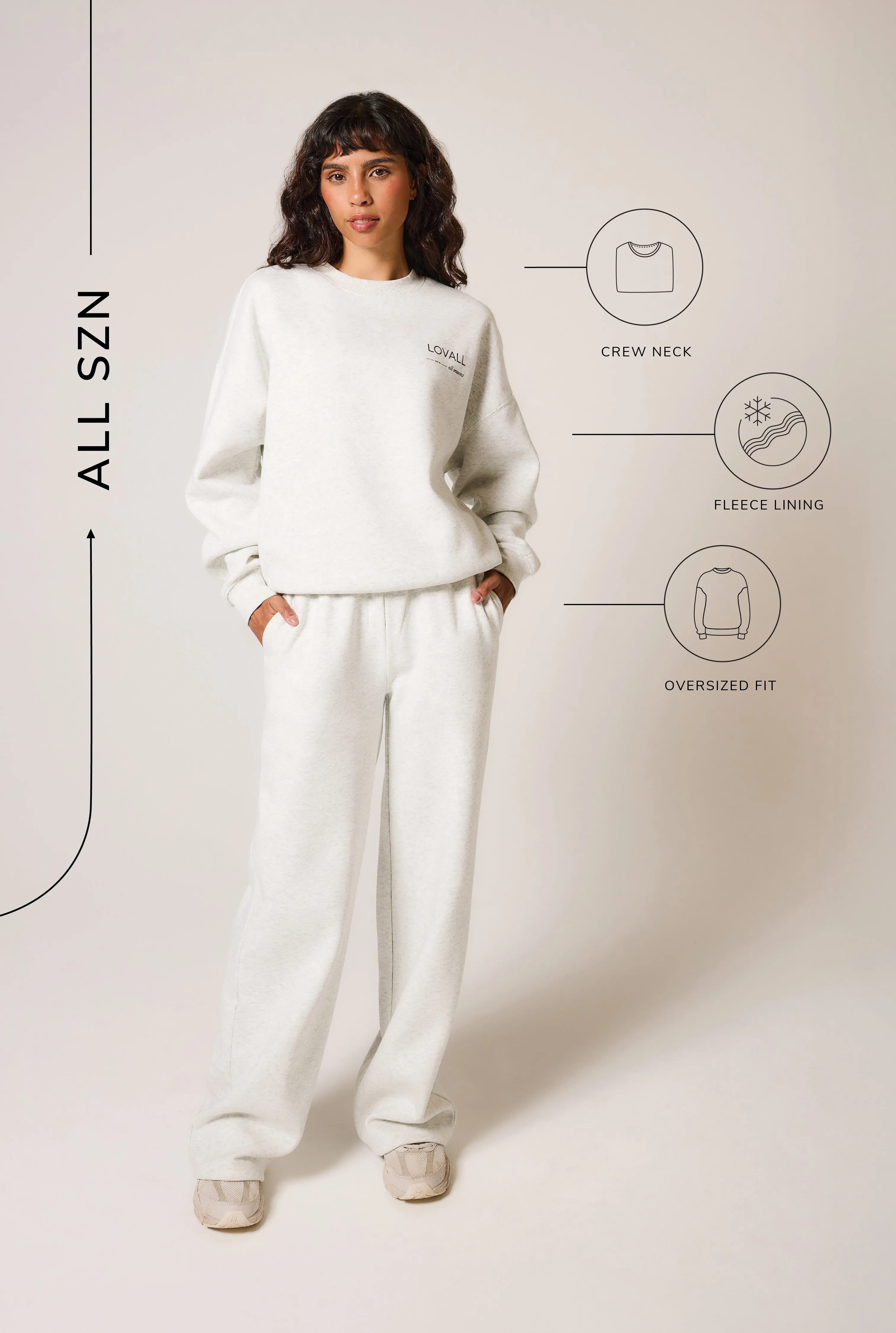 Organic Oversized Sweatshirt Style 3 - Light Grey Marl sold by LOVALL product image thumbnail 3