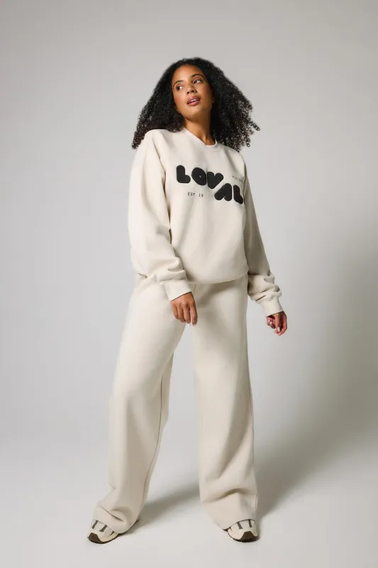 Organic Wide Leg Jogger - Ecru sold by LOVALL