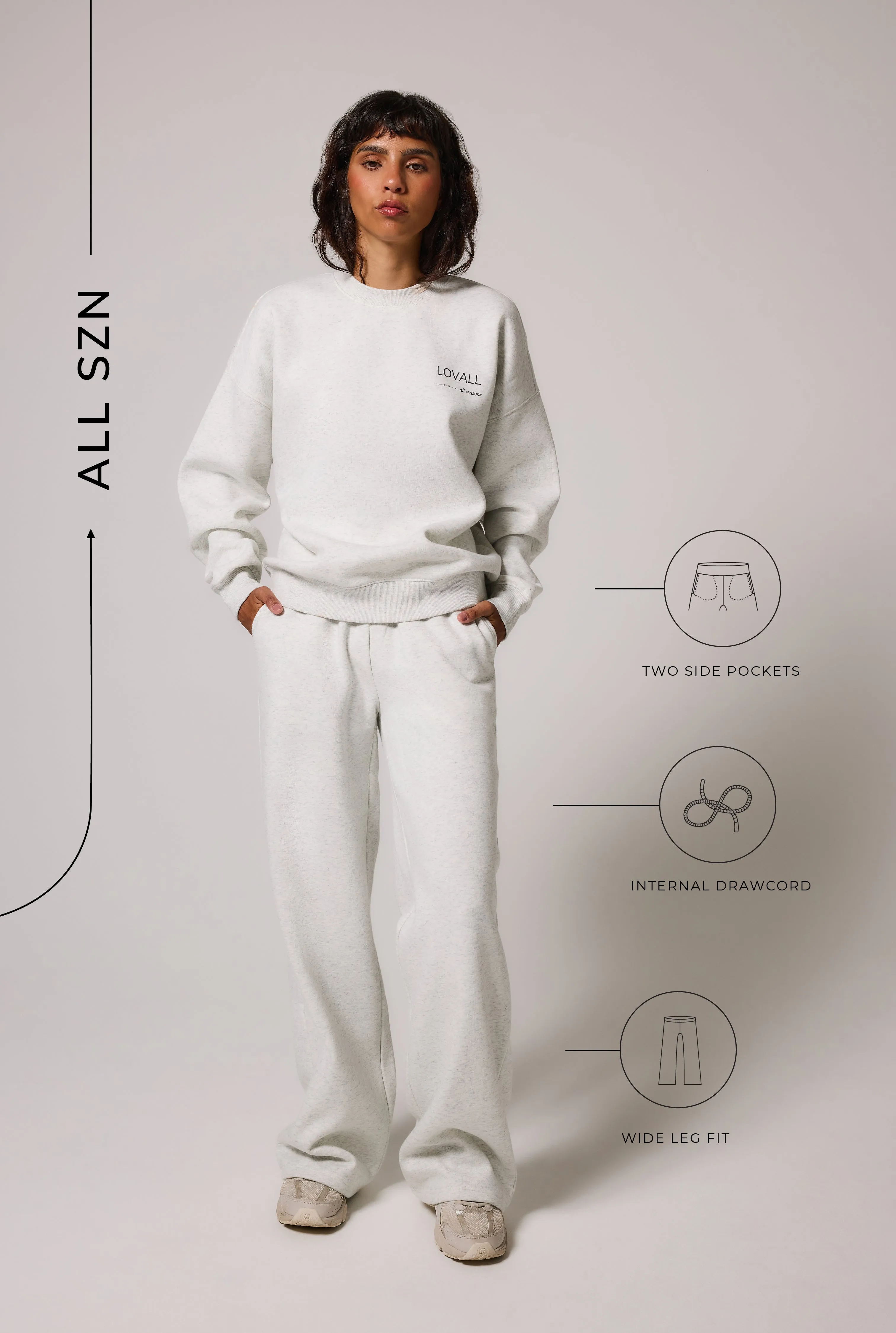 Organic Wide Leg Jogger - Light Grey Marl sold by LOVALL product image thumbnail 4