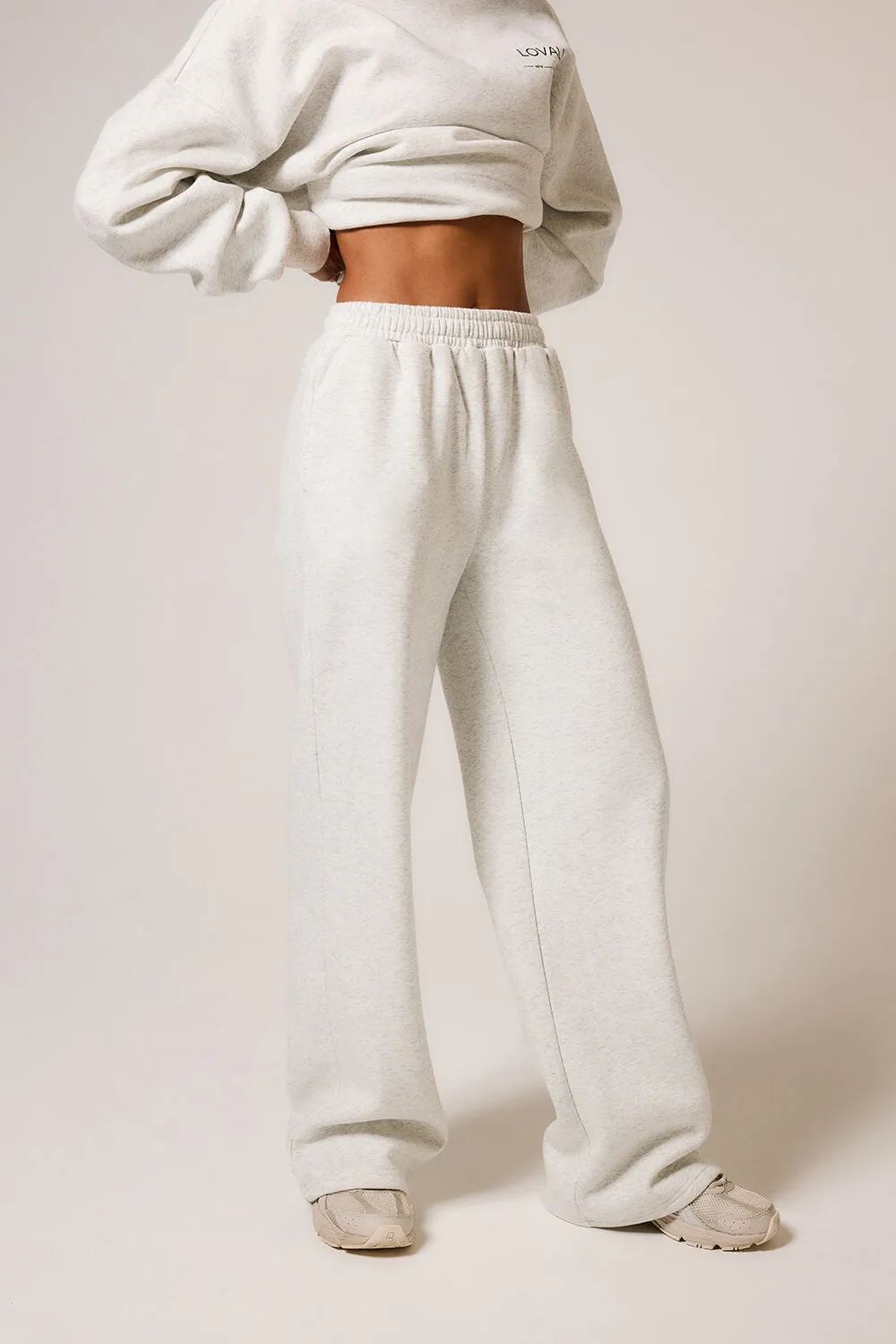 Curve Organic Wide Leg Jogger - Light Grey Marl sold by LOVALL product image thumbnail 3