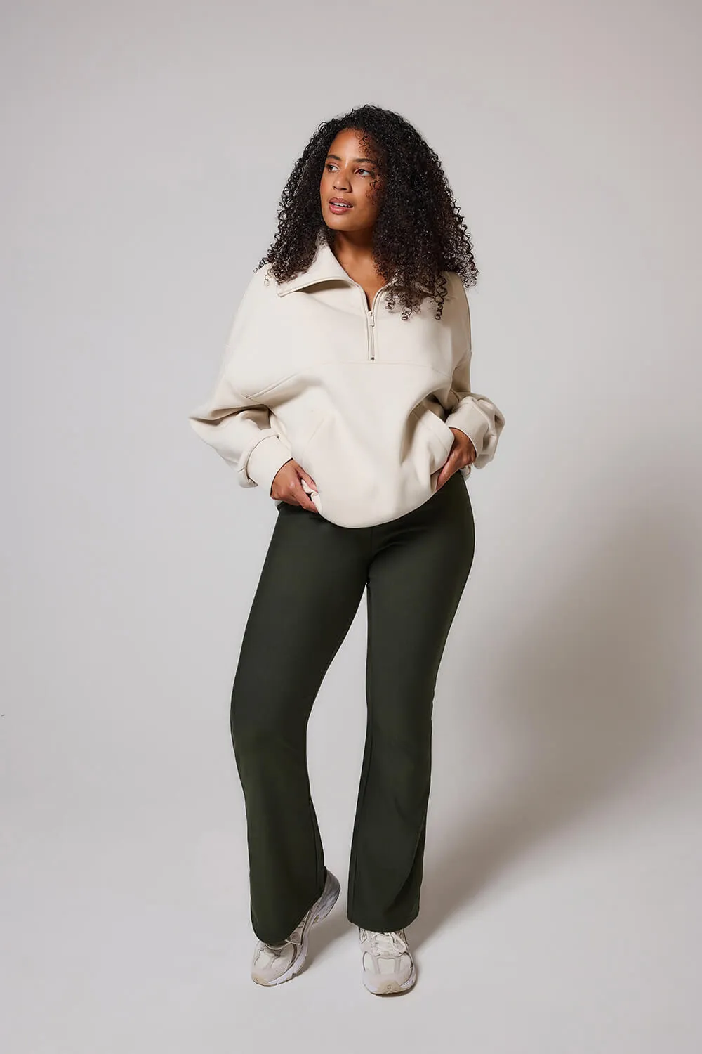 Curve Organic Oversized 1/4 Zip Sweatshirt - Ecru sold by LOVALL product image thumbnail 5