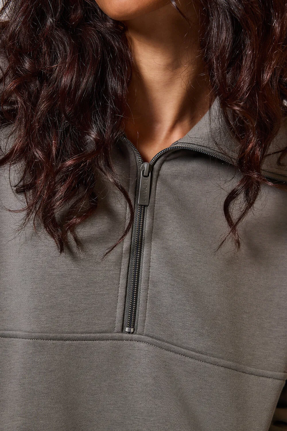 Curve Organic Oversized 1/4 Zip Sweatshirt - Slate Green sold by LOVALL product image thumbnail 4