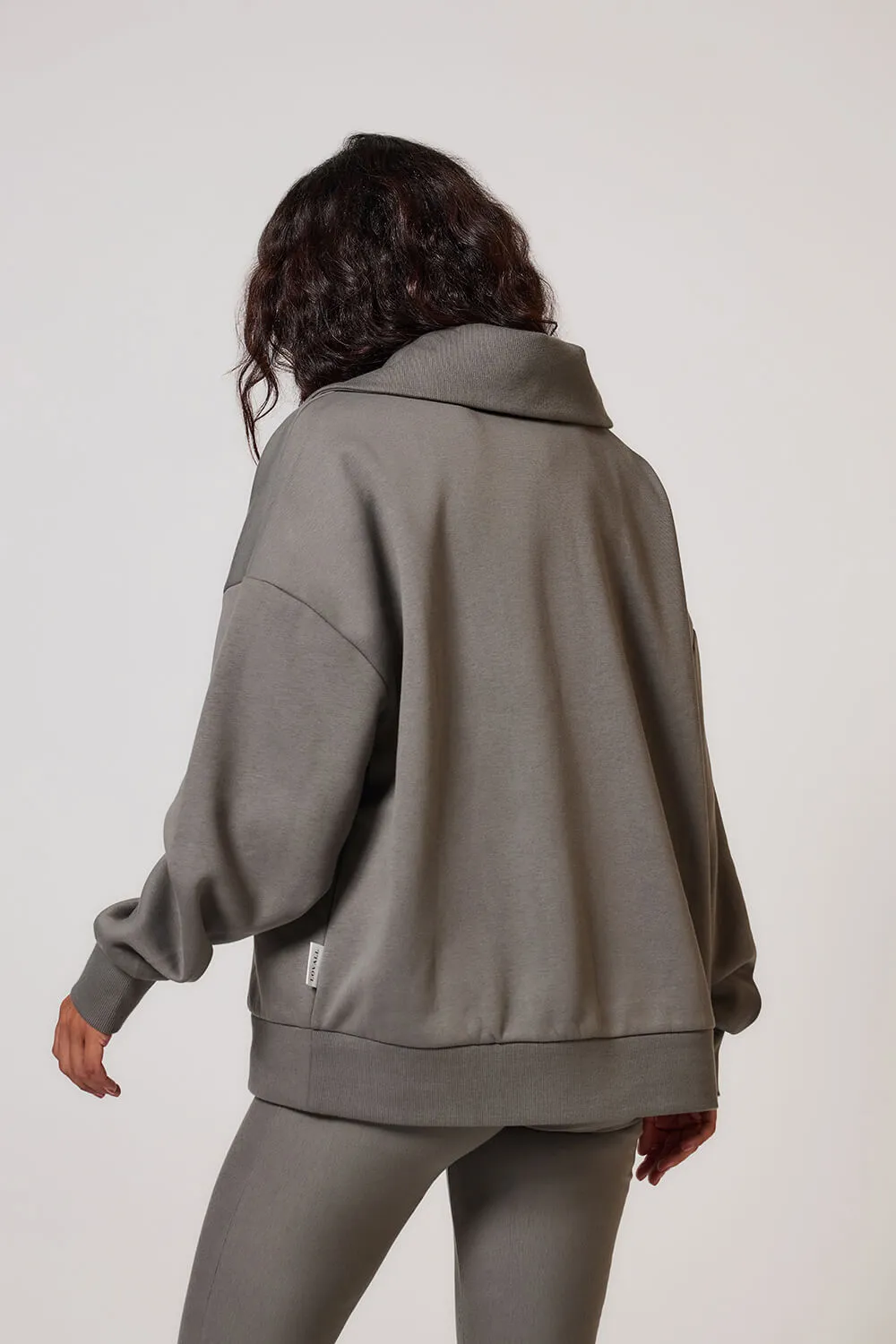 Curve Organic Oversized 1/4 Zip Sweatshirt - Slate Green sold by LOVALL product image thumbnail 5