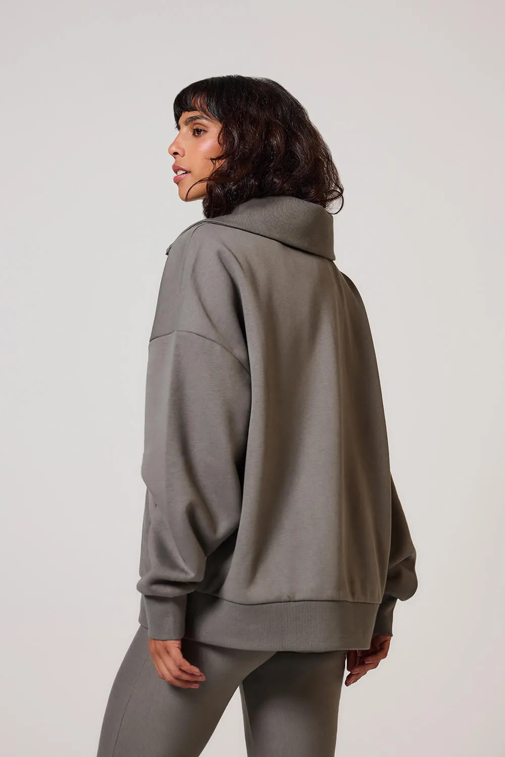 Organic Oversized 1/4 Zip Sweatshirt - Slate Green sold by LOVALL product image thumbnail 5