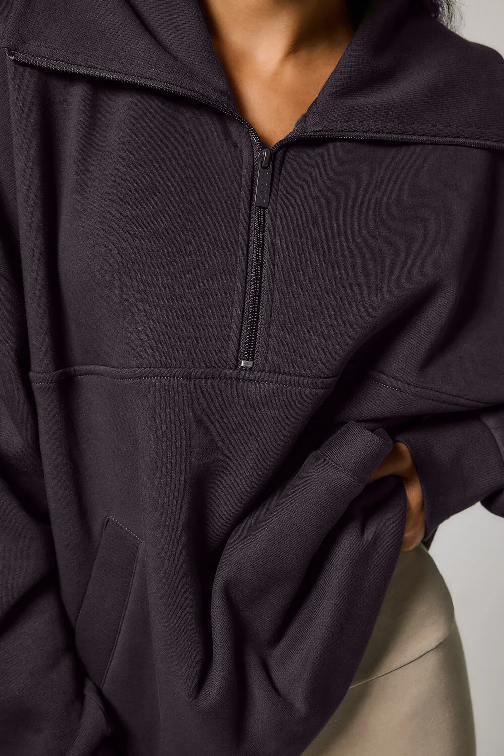 Organic Oversized 1/4 Zip Sweatshirt - Shadow Grey sold by LOVALL product image thumbnail 3