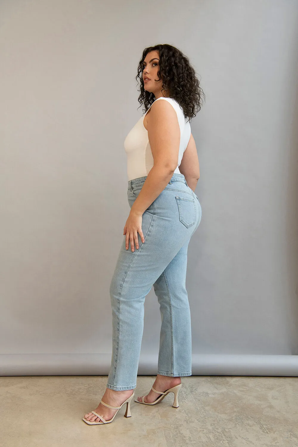 Curve Straight Jeans - Light Bleach sold by LOVALL product image thumbnail 2