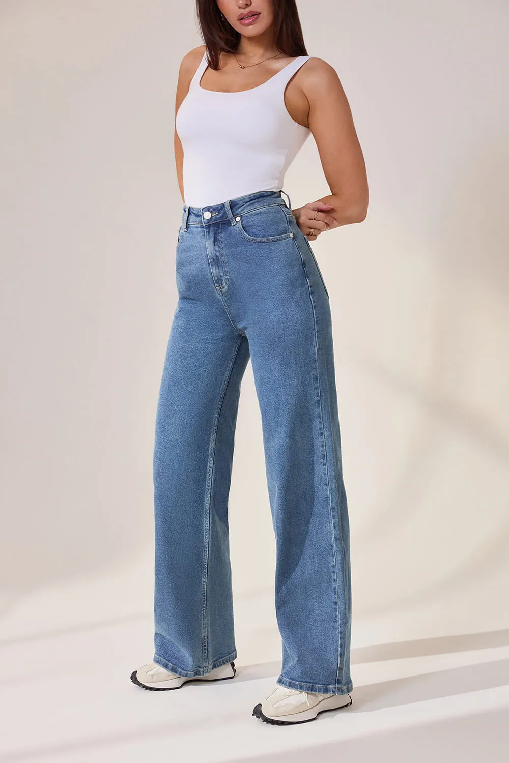 Wide Leg Jeans - Mid Blue sold by LOVALL product image thumbnail 3