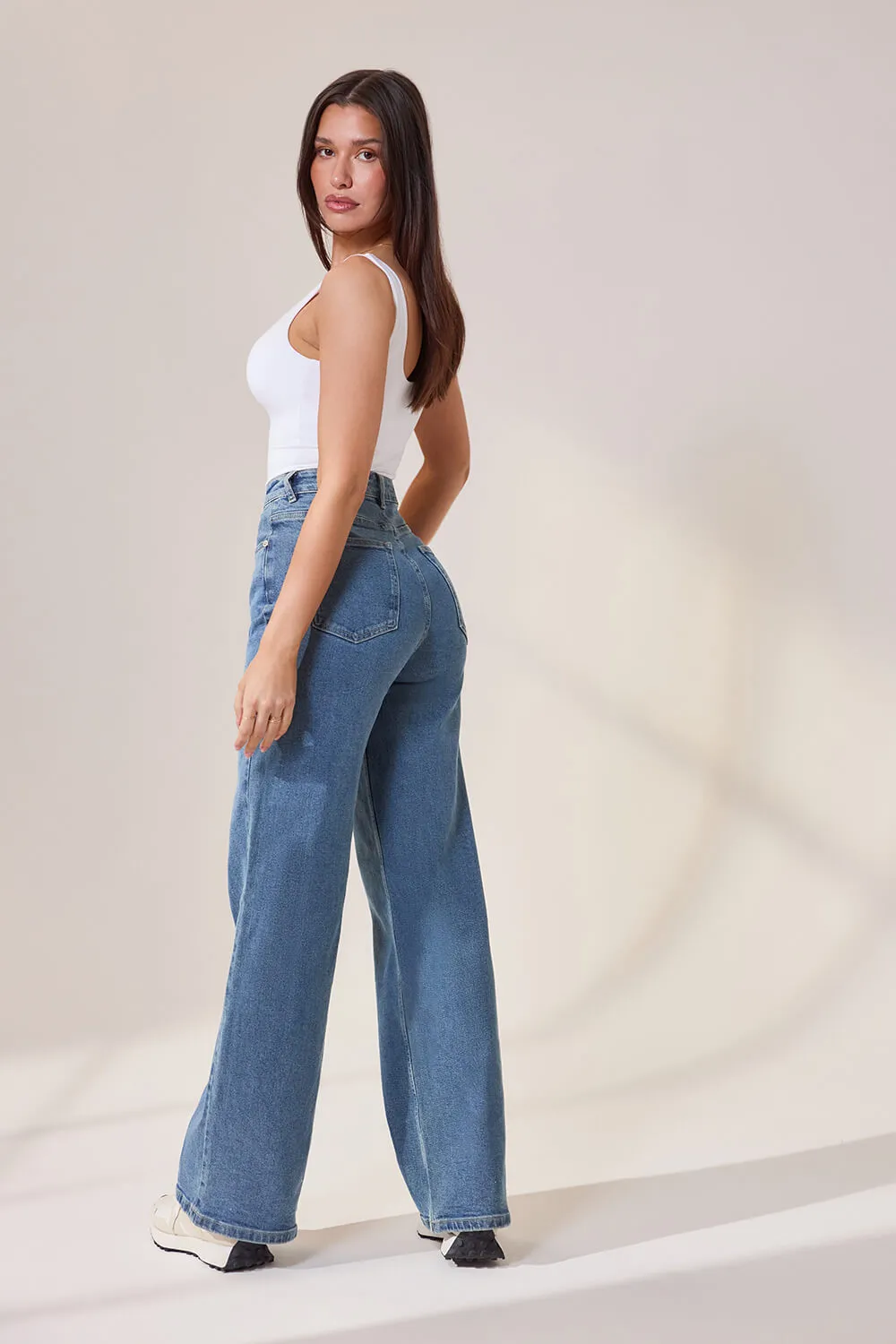 Wide Leg Jeans - Mid Blue sold by LOVALL product image thumbnail 4