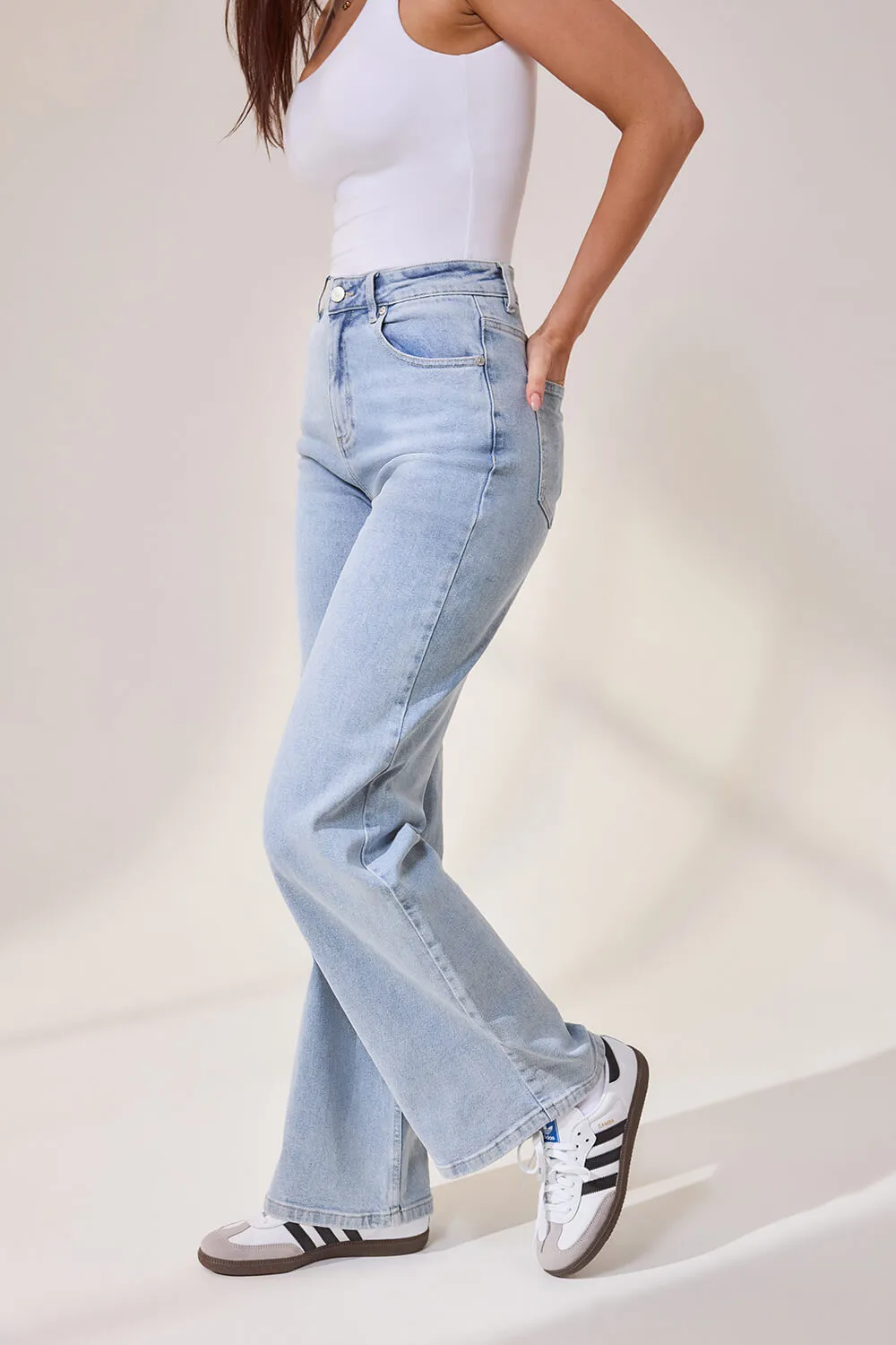 Wide Leg Jeans - Light Bleach sold by LOVALL product image thumbnail 4
