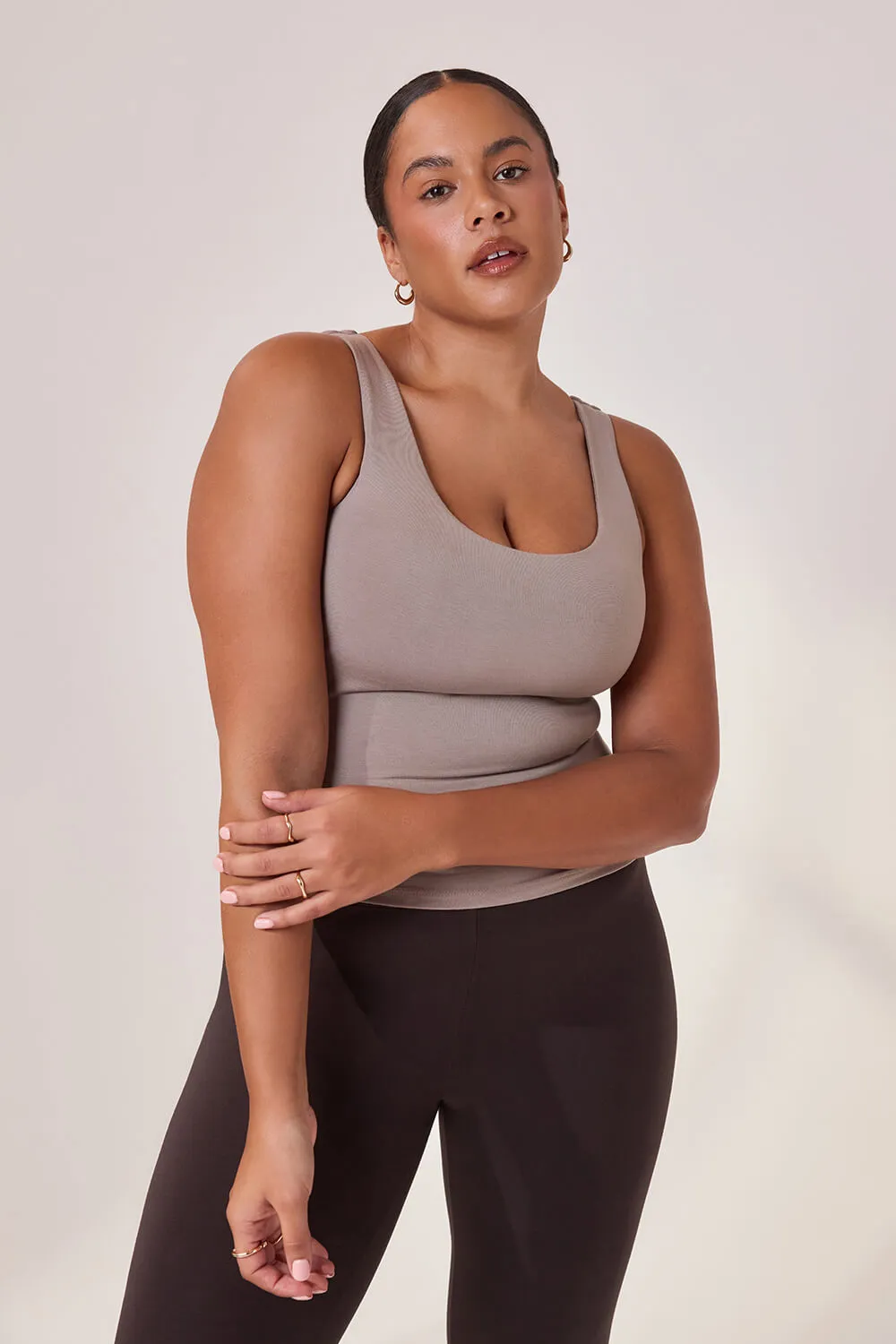 Curve Lightweight Everyday Tank Top - Stone sold by LOVALL