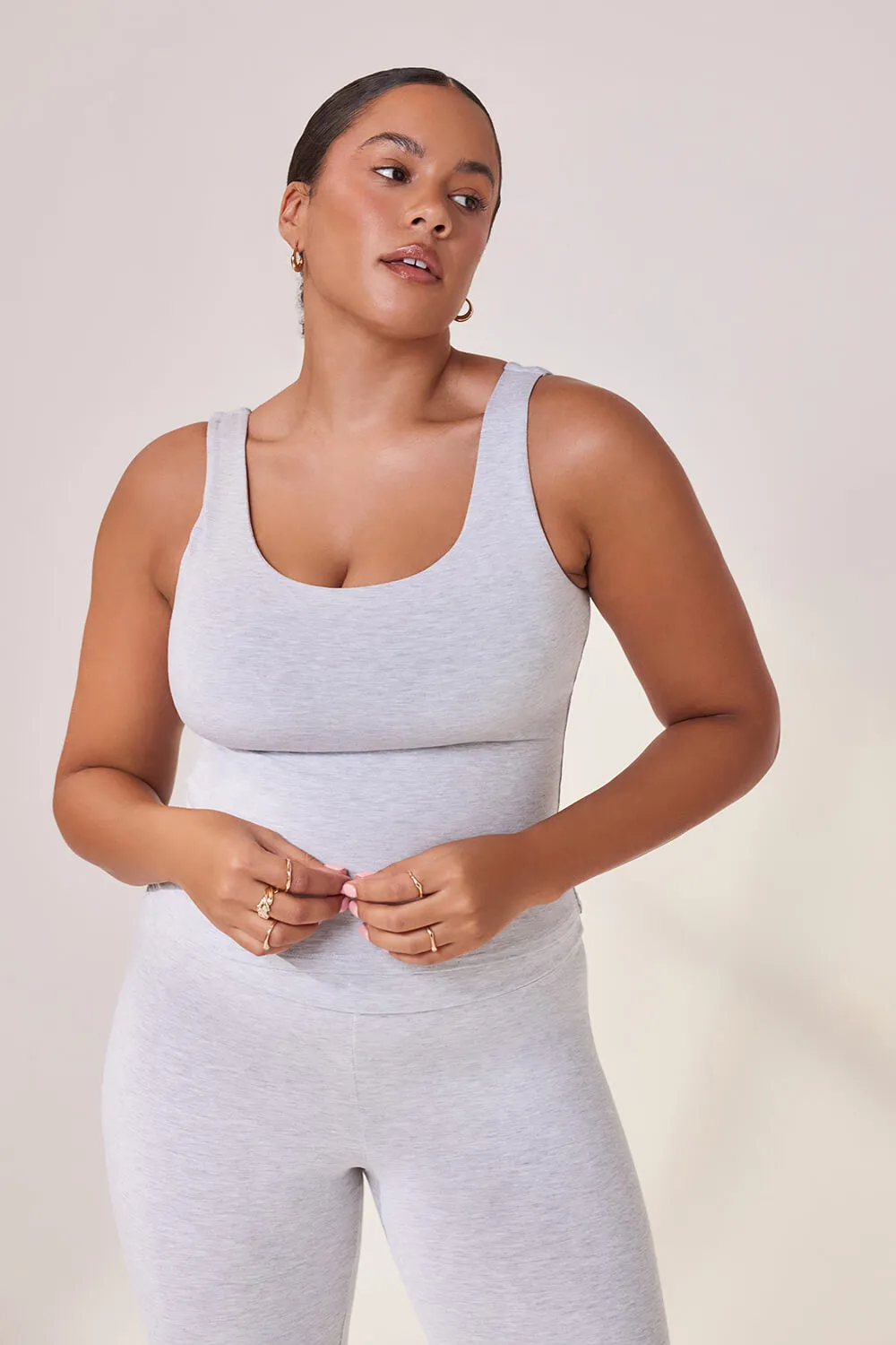 Curve Lightweight Everyday Tank Top - Light Grey Marl sold by LOVALL