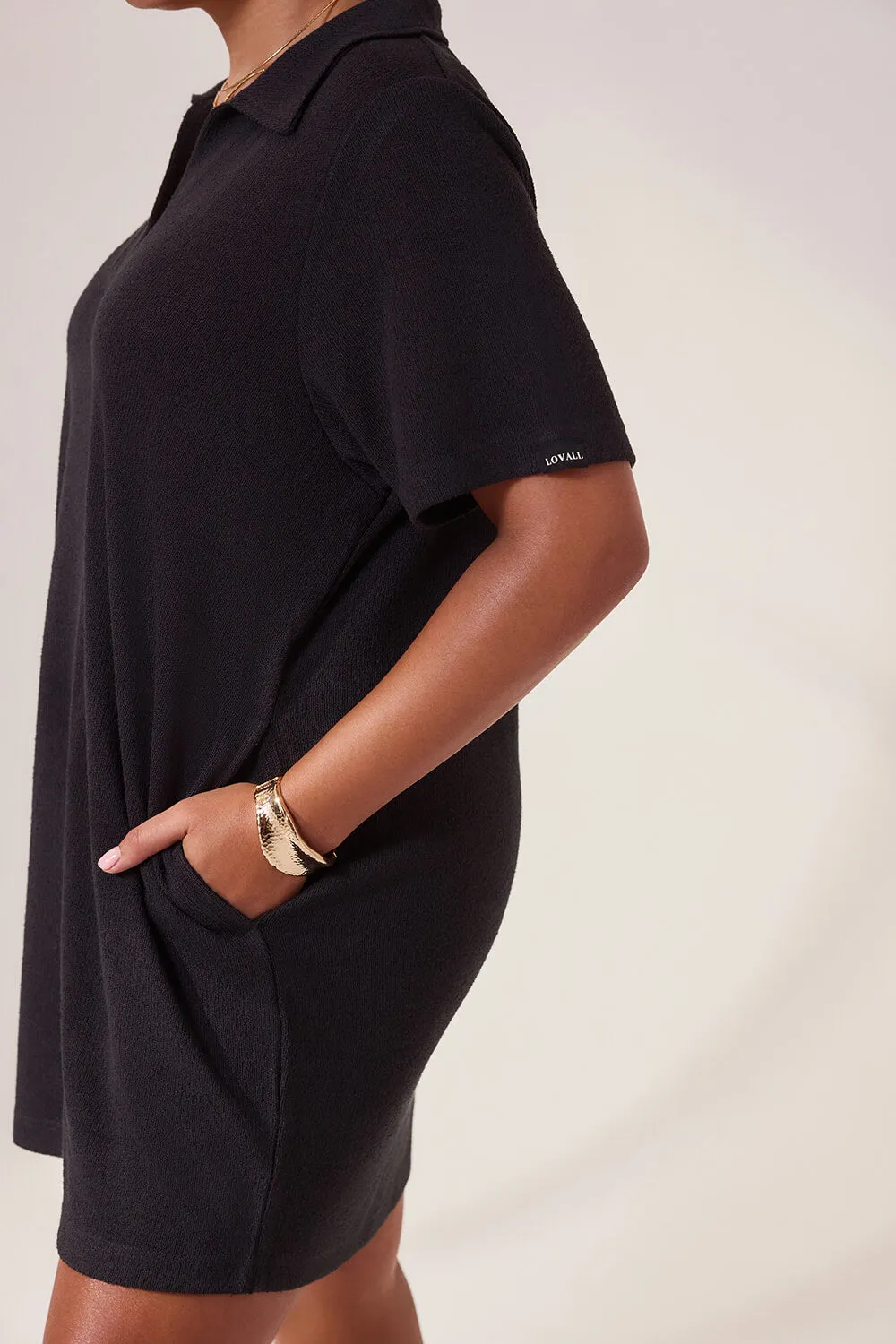 Curve Lightweight Collared Knit Dress - Black sold by LOVALL product image thumbnail 4