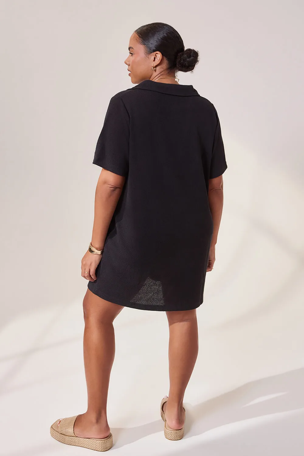 Curve Lightweight Collared Knit Dress - Black sold by LOVALL product image thumbnail 5