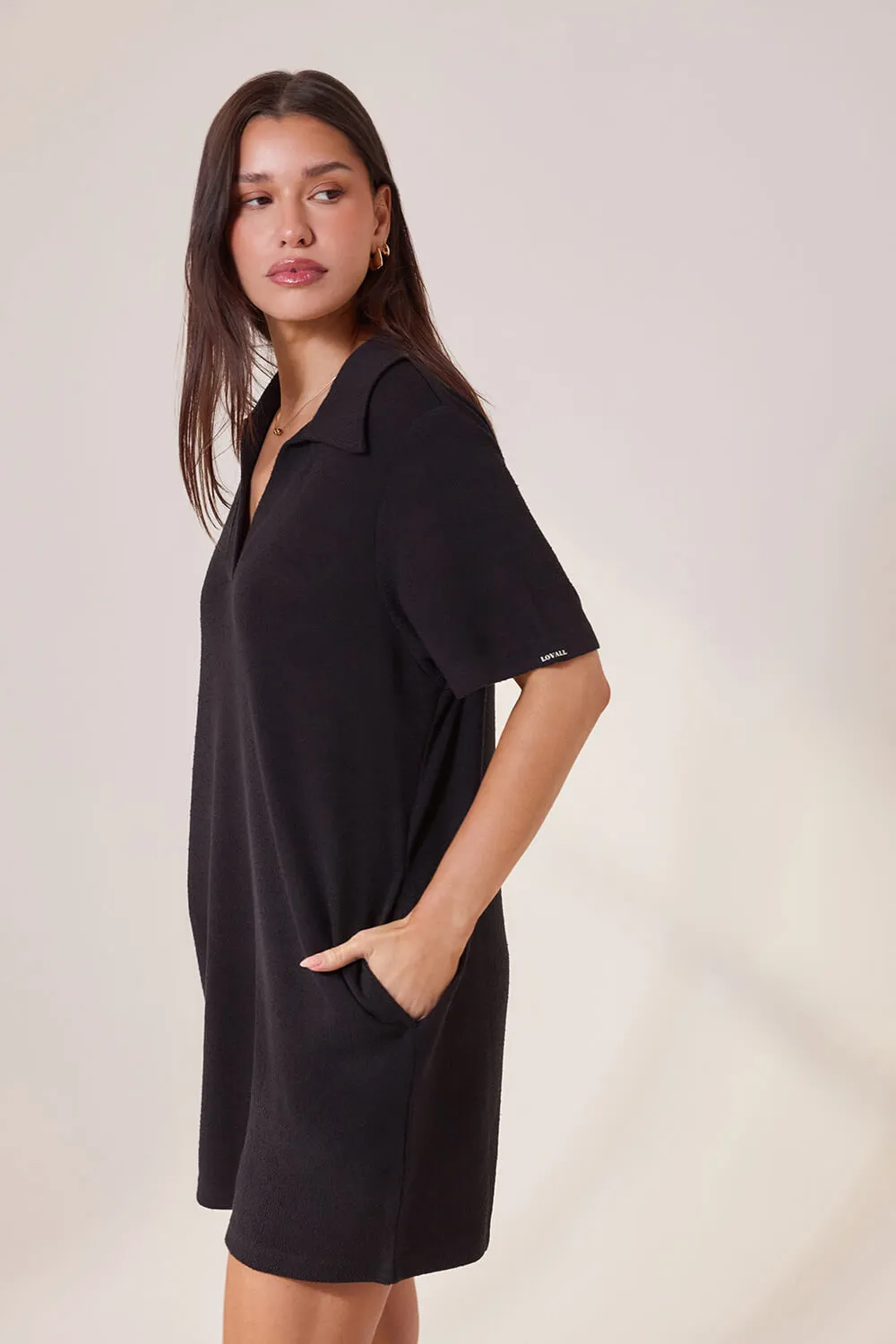 Lightweight Collared Knit Dress - Black sold by LOVALL product image thumbnail 5