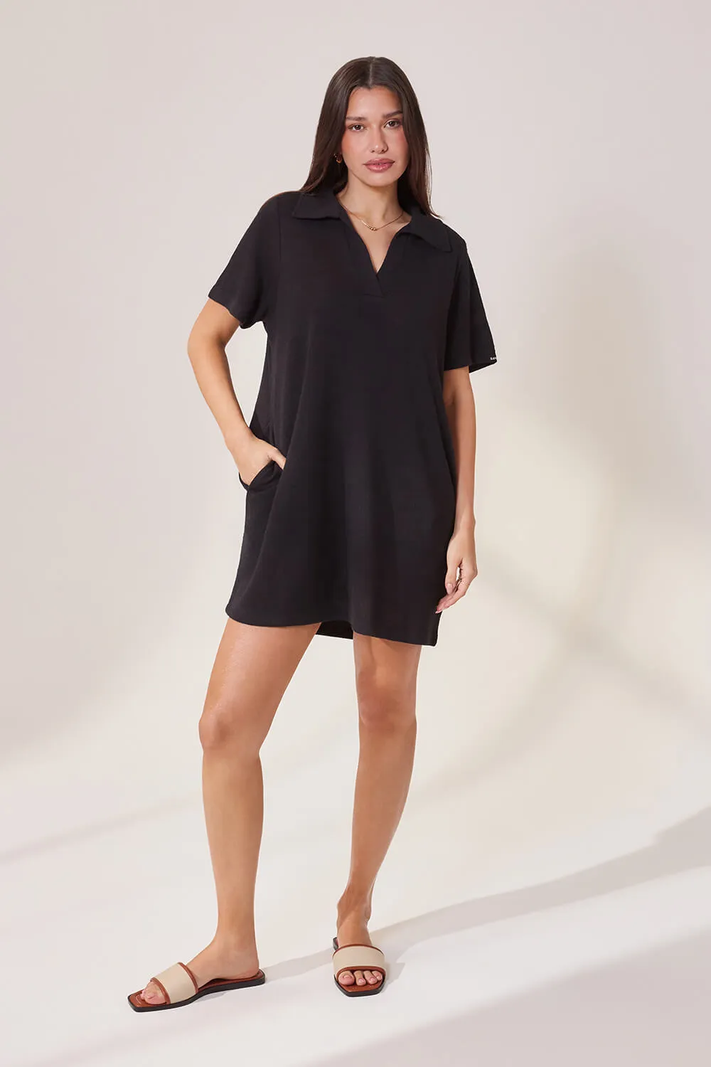 Lightweight Collared Knit Dress - Black sold by LOVALL product image thumbnail 3