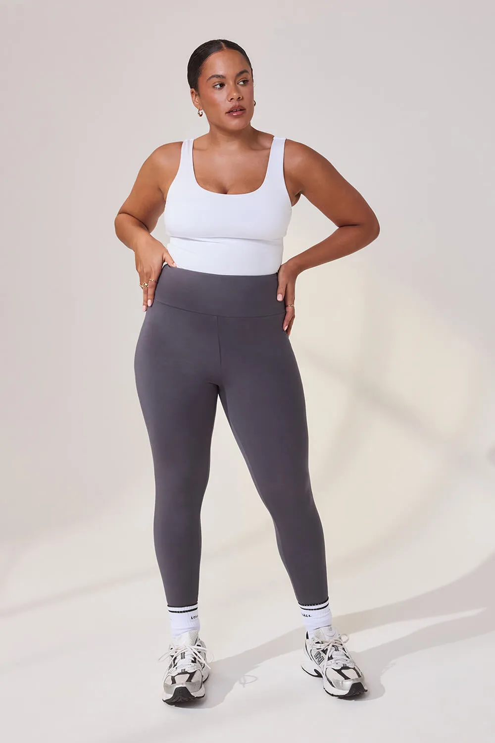 Curve Lightweight Everyday High Waisted Leggings - Odyssey Grey sold by LOVALL product image thumbnail 2