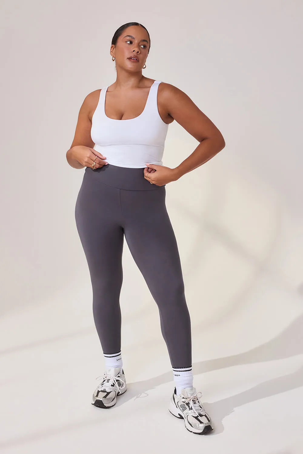 Curve Lightweight Everyday High Waisted Leggings - Odyssey Grey sold by LOVALL
