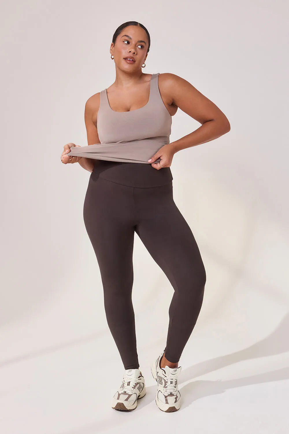 Curve Lightweight Everyday High Waisted Leggings - Black Coffee sold by LOVALL product image thumbnail 2