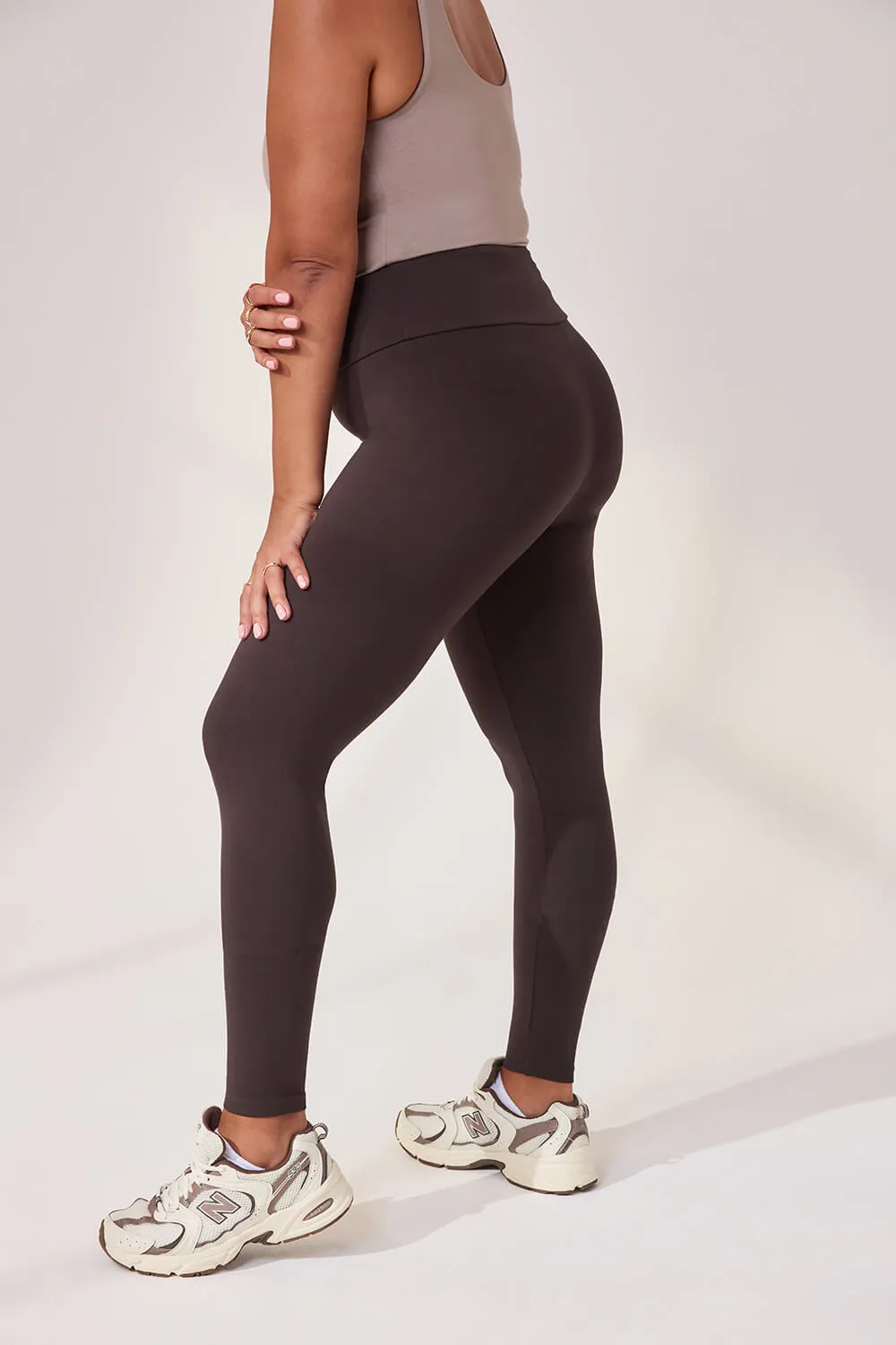 Curve Lightweight Everyday High Waisted Leggings - Black Coffee sold by LOVALL product image thumbnail 4