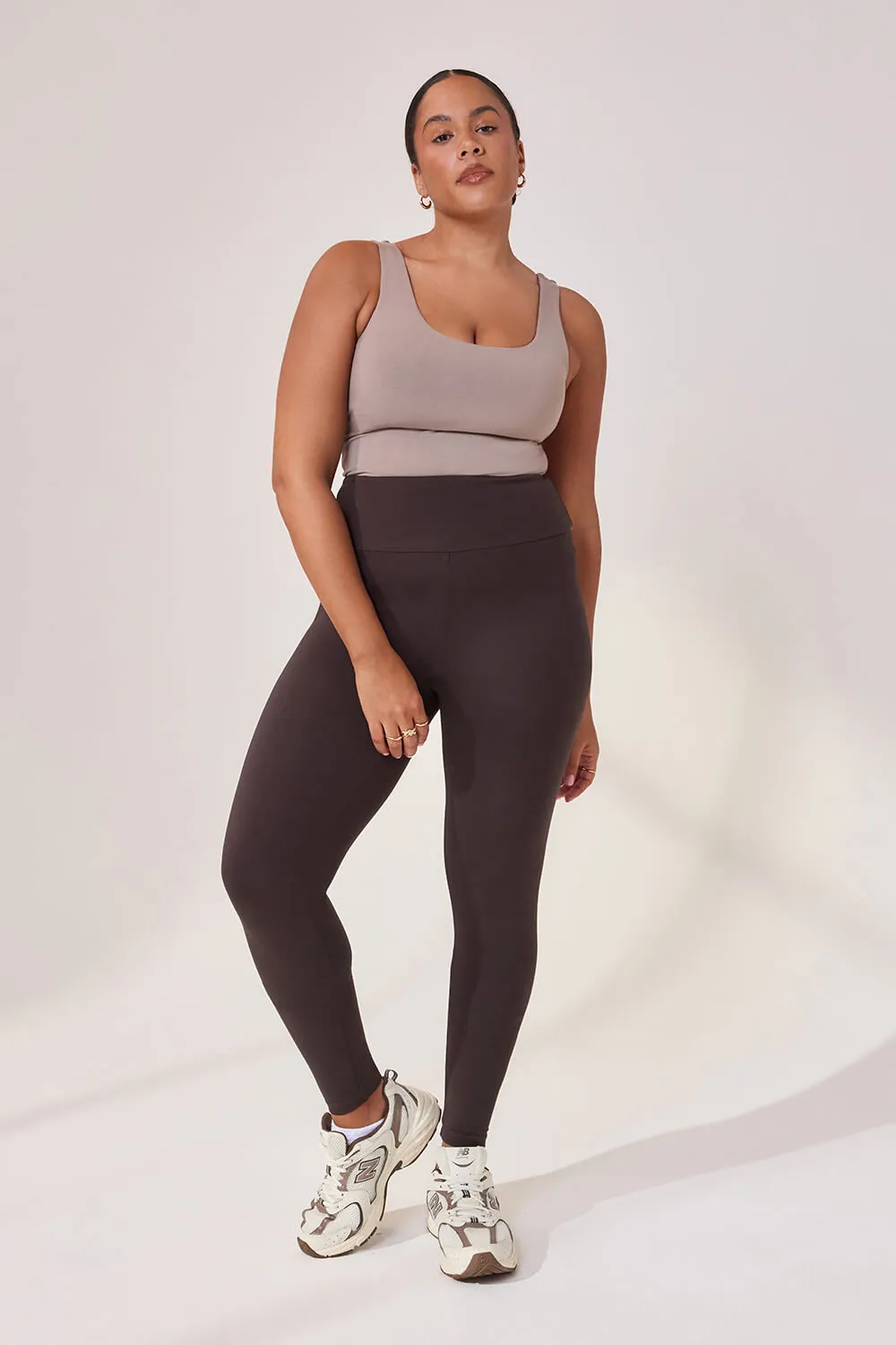 Curve Lightweight Everyday High Waisted Leggings - Black Coffee sold by LOVALL
