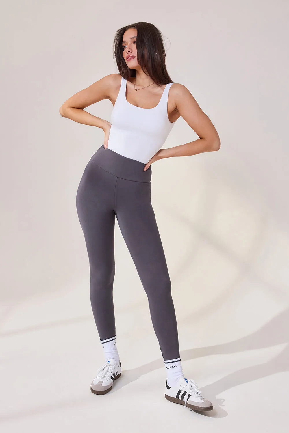 Lightweight Everyday High Waisted Leggings - Odyssey Grey sold by LOVALL product image thumbnail 2