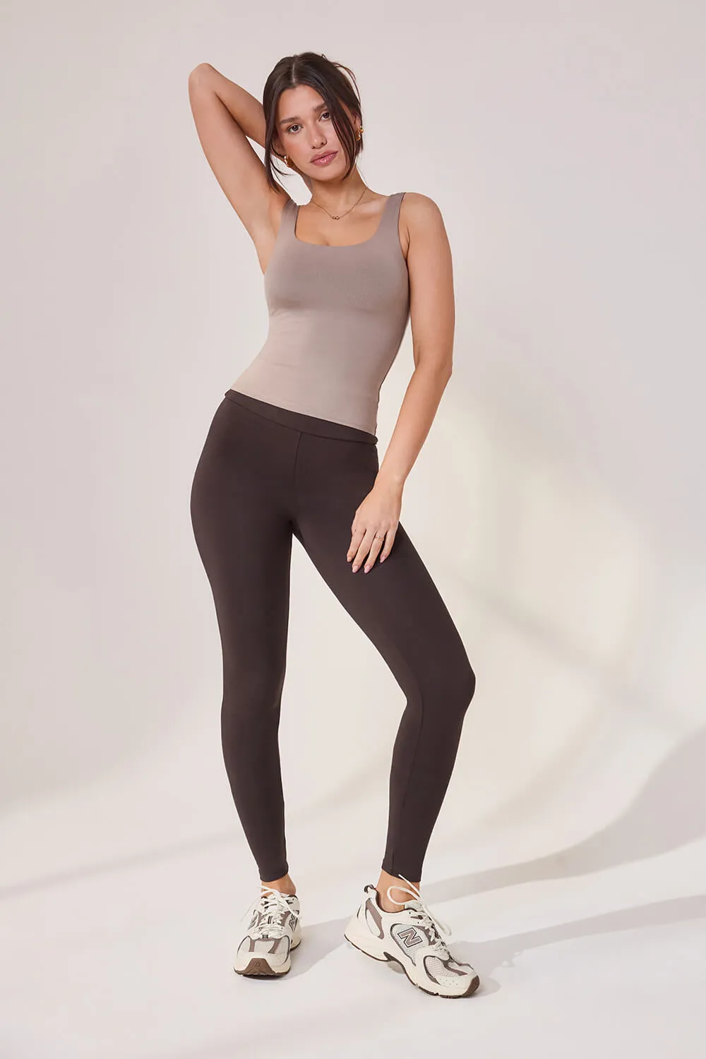 Lightweight Everyday High Waisted Leggings - Black Coffee sold by LOVALL product image thumbnail 2