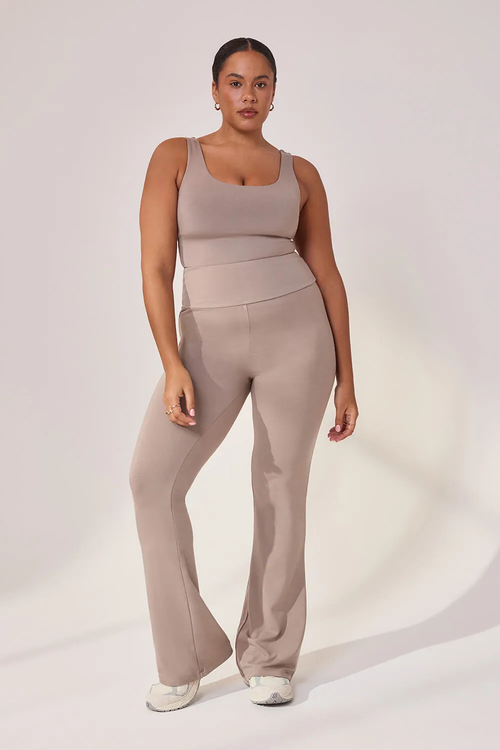 Curve Lightweight Flare Leggings - Stone sold by LOVALL