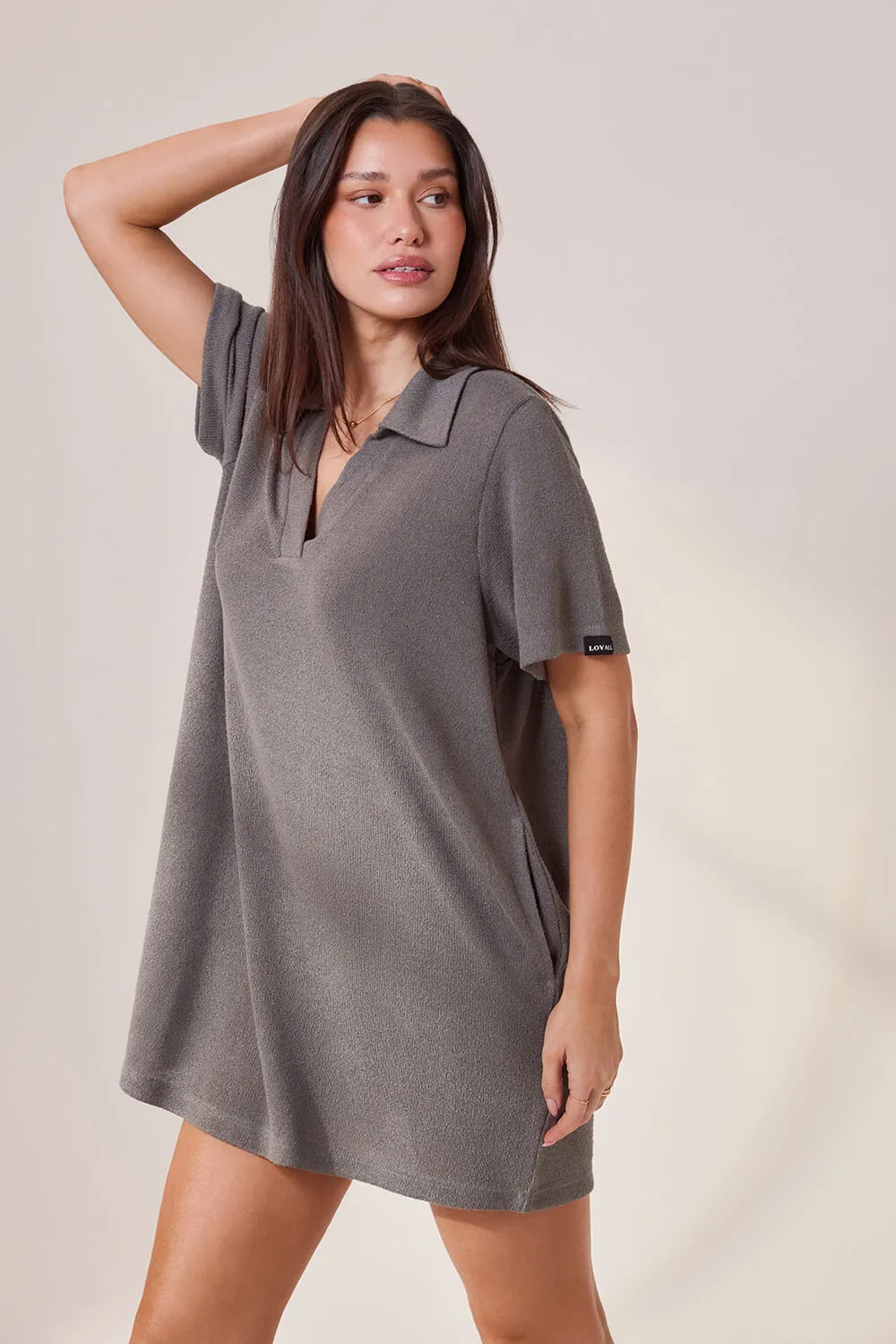 Lightweight Collared Knit Dress - Slate Green sold by LOVALL product image thumbnail 4