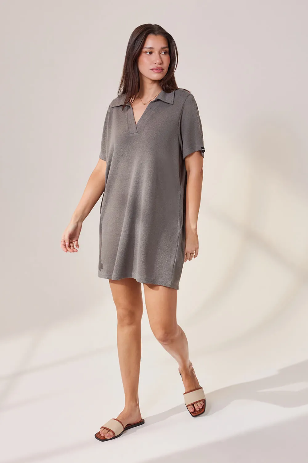 Lightweight Collared Knit Dress - Slate Green sold by LOVALL product image thumbnail 2
