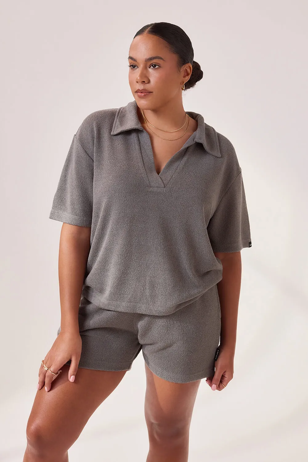 Curve Lightweight Collared Knit Set - Slate Green sold by LOVALL product image thumbnail 2