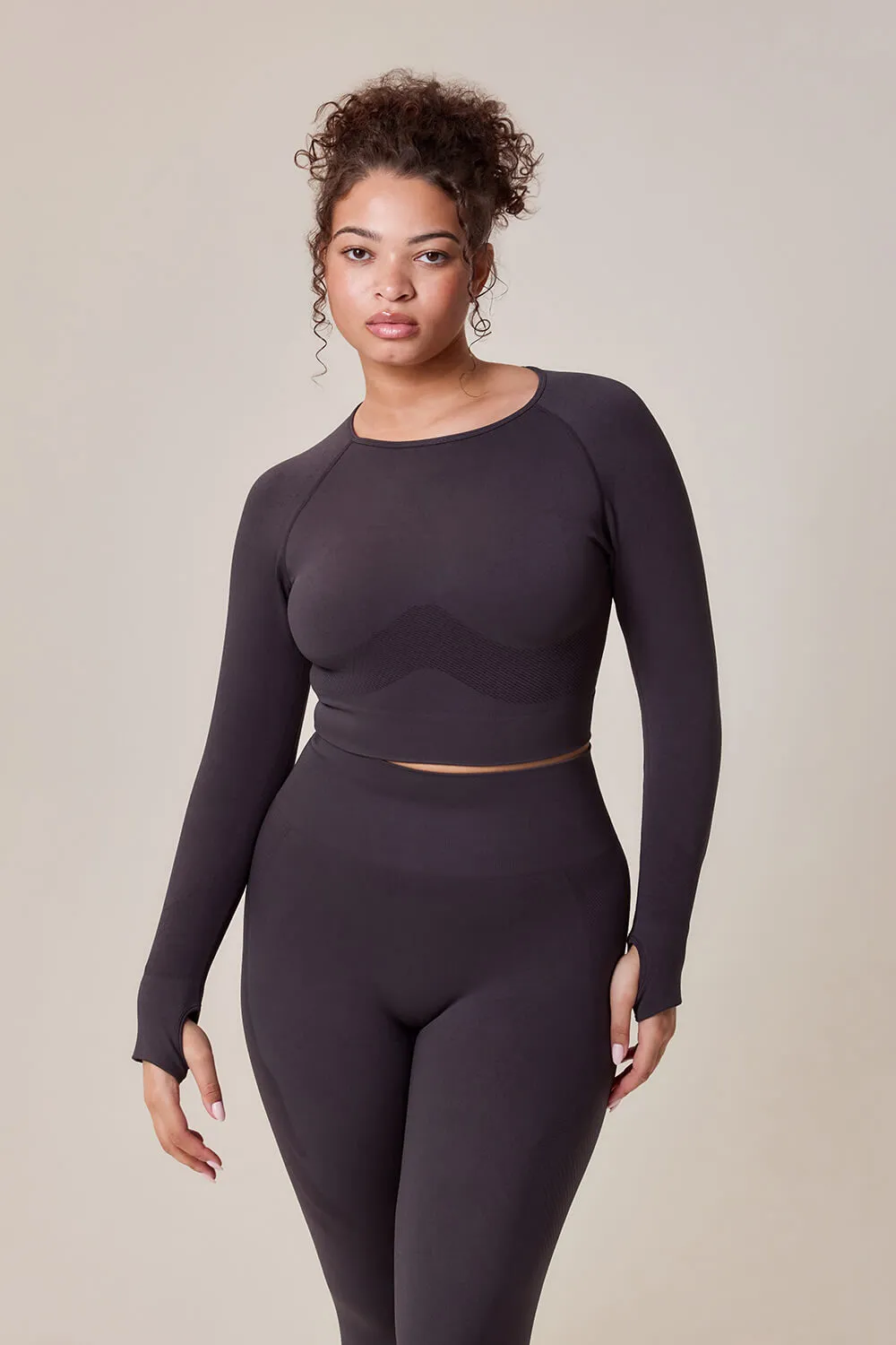 Curve Sculpt Seamless Long Sleeve Top - Shadow sold by LOVALL