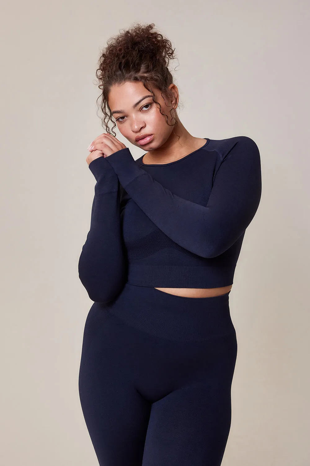 Curve Sculpt Seamless Long Sleeve Top - Deep Navy sold by LOVALL product image thumbnail 3