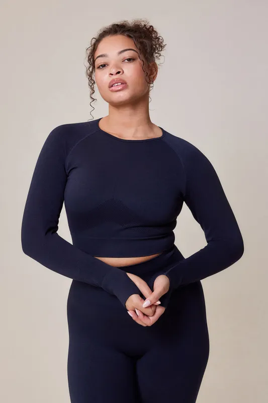 Curve Sculpt Seamless Long Sleeve Top - Deep Navy sold by LOVALL
