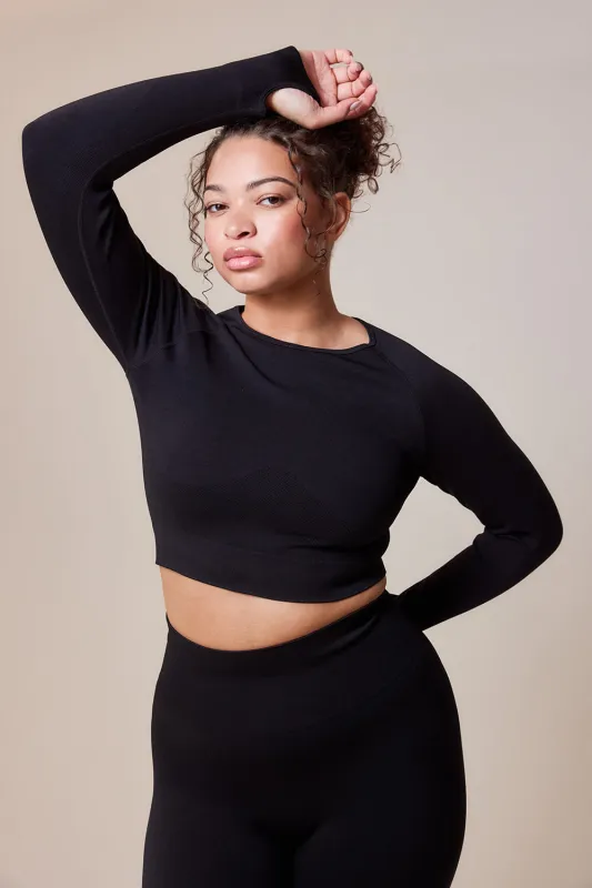 Curve Sculpt Seamless Long Sleeve Top - Black sold by LOVALL