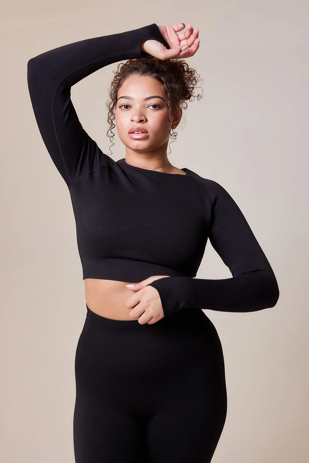 Curve Sculpt Seamless Long Sleeve Top - Black sold by LOVALL product image thumbnail 4