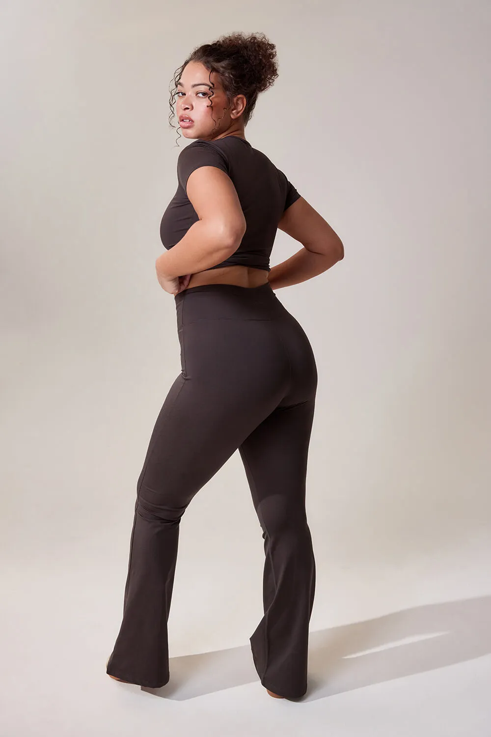 Curve Ultimate Everyday Flare Leggings - Black Coffee sold by LOVALL product image thumbnail 2