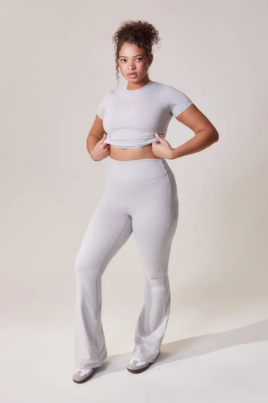 Curve Ultimate Everyday Flare Leggings - Light Grey Marl sold by LOVALL