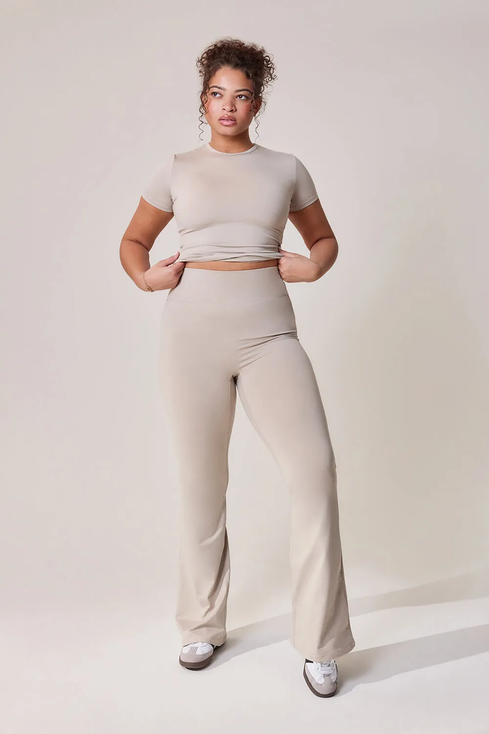 Curve Ultimate Everyday Flare Leggings - Oatmeal Beige sold by LOVALL product image thumbnail 2