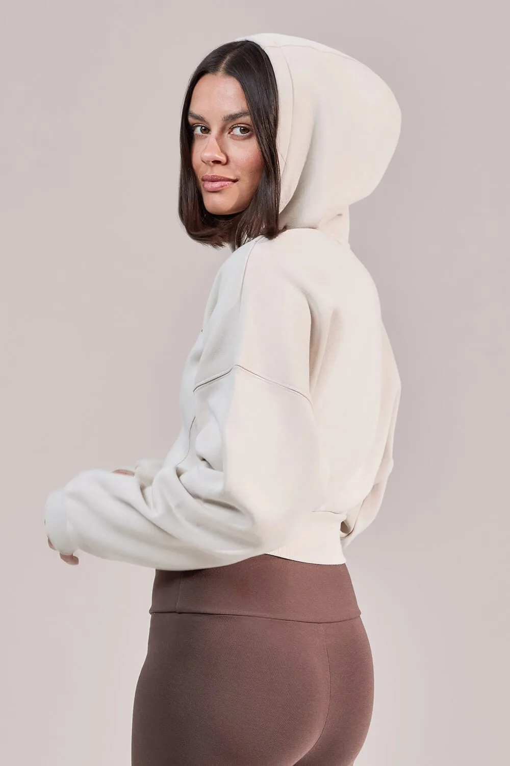 Organic Crop Zip Hoodie - Ecru sold by LOVALL product image thumbnail 4