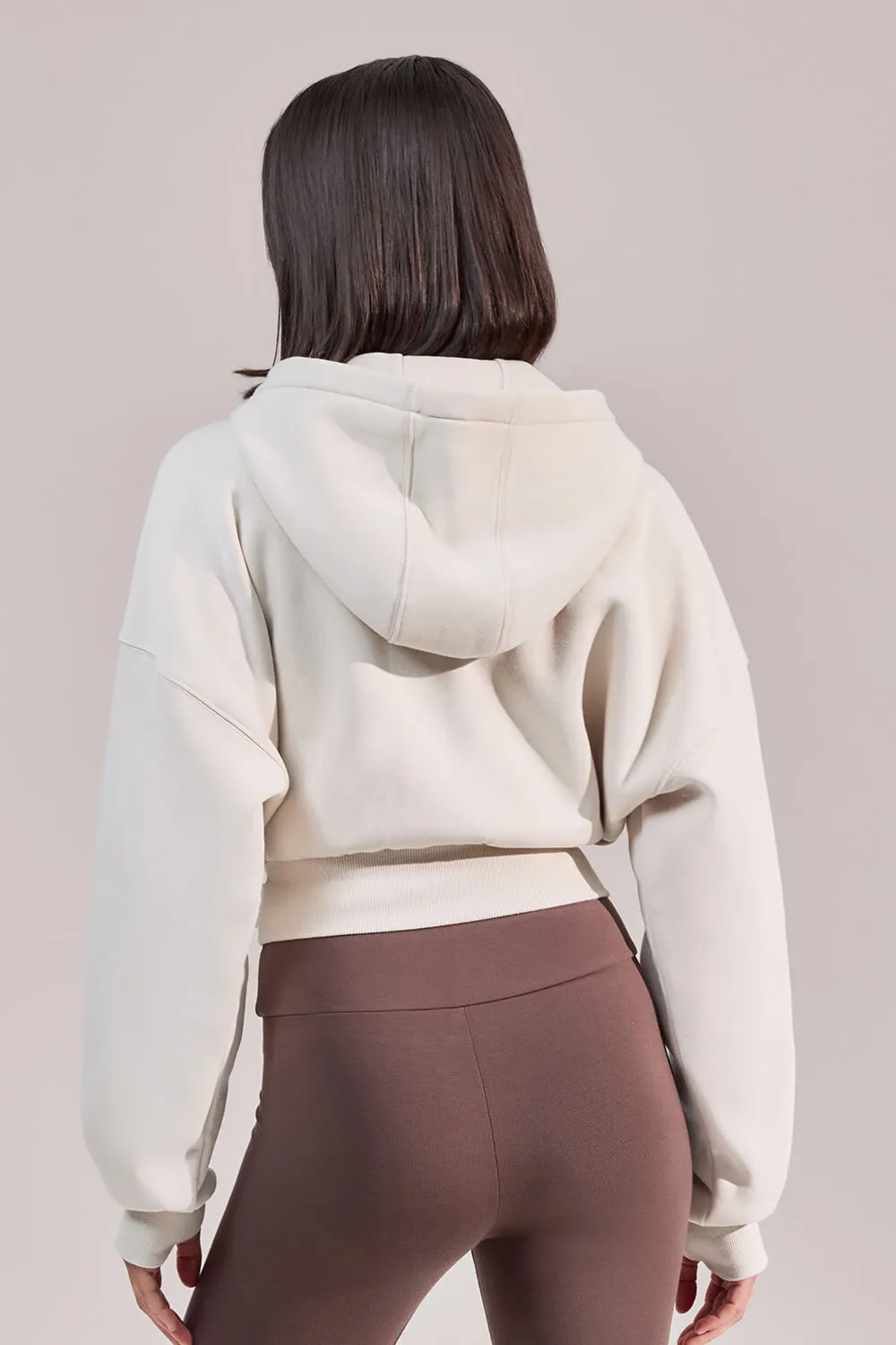 Organic Crop Zip Hoodie - Ecru sold by LOVALL product image thumbnail 3