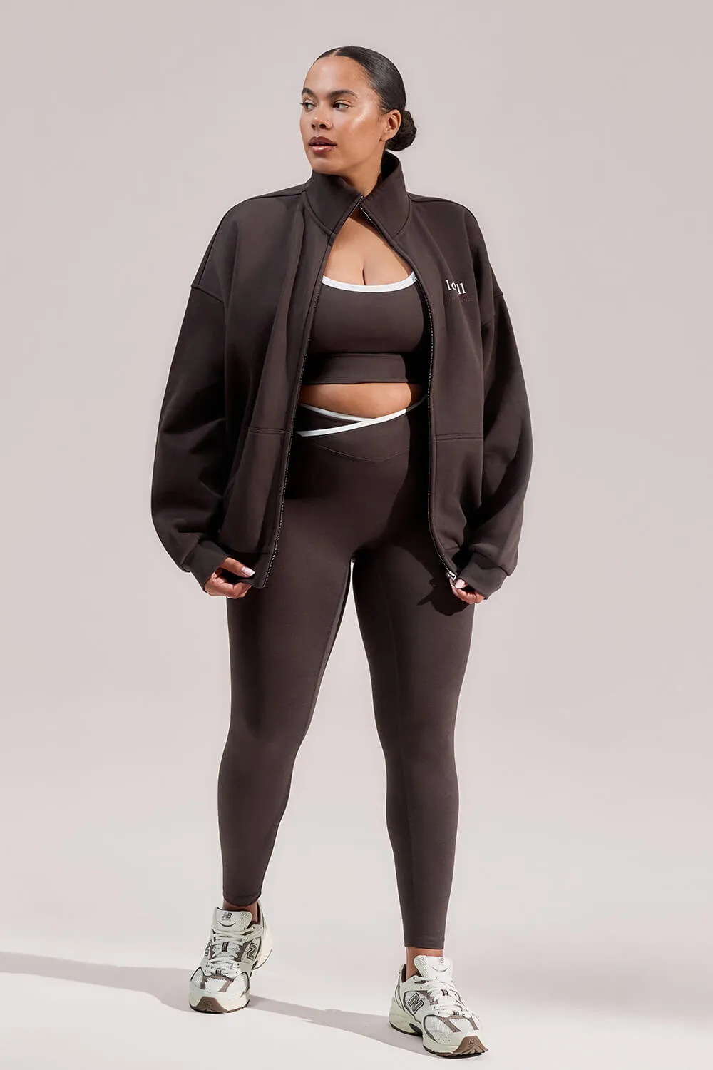 Curve Organic Funnel Neck Zip Through - Black Coffee sold by LOVALL product image thumbnail 2