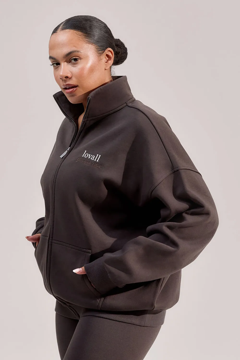 Curve Organic Funnel Neck Zip Through - Black Coffee sold by LOVALL product image thumbnail 3